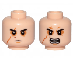 Minifigure, Head Dual Sided SW Black Eyebrows, Sunken Eyes, Red Beauty Mark / Mole, Right Eye Scar, Neutral / Angry Pattern (Kylo Ren)