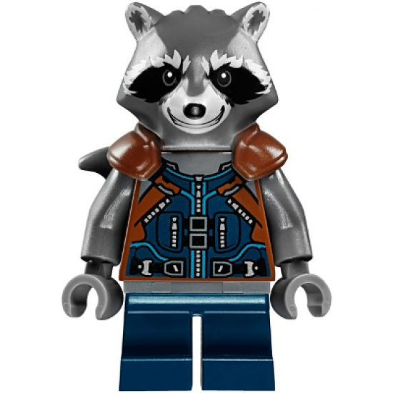 Rocket Raccoon - Dark Blue and Reddish Brown Outfit, Dark Bluish Gray Head