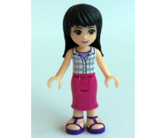 Friends Maya, Magenta Mid Length Skirt, White Plaid Button Shirt