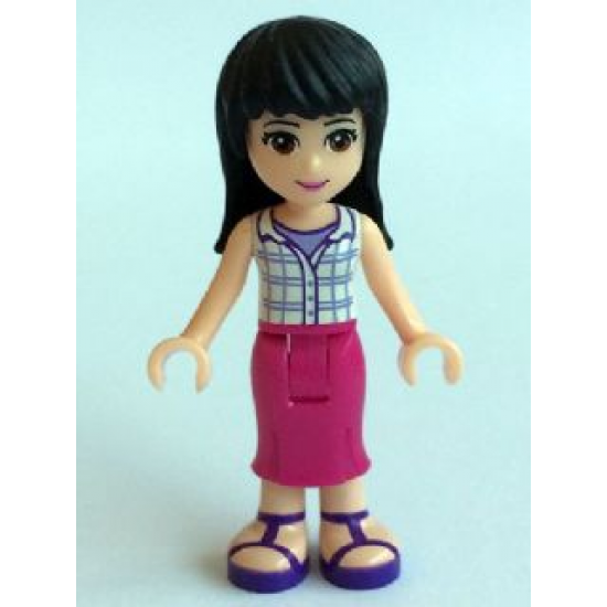 Friends Maya, Magenta Mid Length Skirt, White Plaid Button Shirt