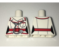 Torso Batman Female Outline with Red Trim and Belt, Stethoscope and Pockets Pattern