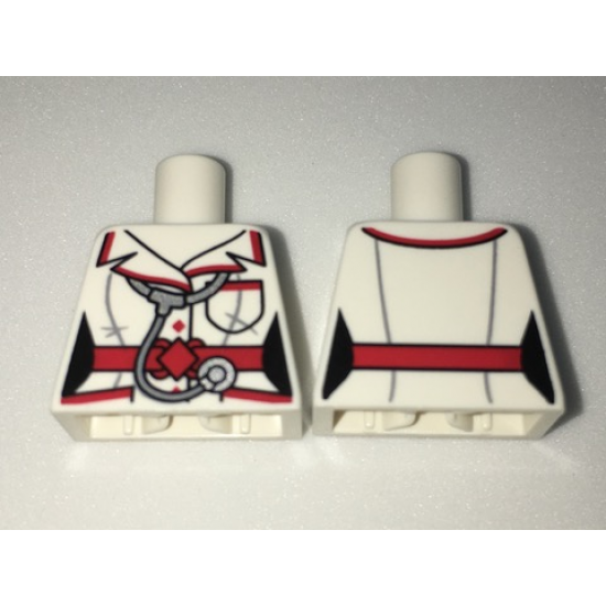 Torso Batman Female Outline with Red Trim and Belt, Stethoscope and Pockets Pattern