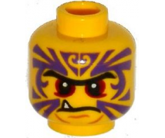 Minifigure, Head Black Eyebrows, Red Eyes, Purple Tattoo, Fang Pattern