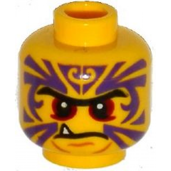 Minifigure, Head Black Eyebrows, Red Eyes, Purple Tattoo, Fang Pattern