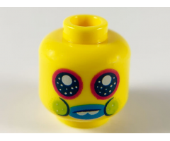 Minifigure, Head Large Dark Blue Eyes with Magenta Outlines, Dark Azure Lips, 2 White Teeth, Lime Cheeks Pattern