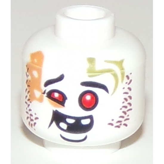 Minifigure, Head Alien Ninjago Red Eyes, Dark Red Rash, Missing Teeth, Goofy Expression Pattern
