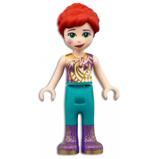 Friends Mia, Dark Purple and Gold Top, Dark Turquoise Pants, Dark Purple Boots with Gold Pattern