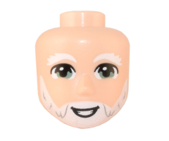 Mini Doll, Head Friends Male Large with White Eyebrows and Beard, Sand Green Eyes, Smile with Teeth Pattern
