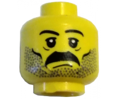 Minifigure, Head Moustache and Stubble Pattern, White Pupils, Eyebrows