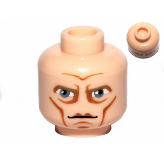 Minifigure, Head Male Large Blue Eyes, Cheek Lines and High Brow Pattern (SW Clone Wars Pre Vizsla)