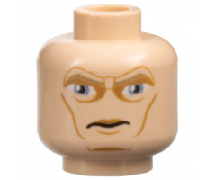 Minifigure, Head Dark Tan Eyebrows, Large Sand Blue Eyes, Medium Nougat Eye Shadow, Upper Lip, Cheek Lines and Chin Dimple, Scowl Pattern