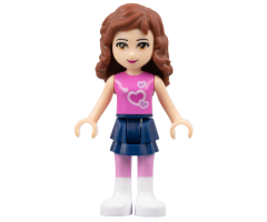 Friends Olivia, Dark Blue Layered Skirt, Dark Pink Top with Hearts