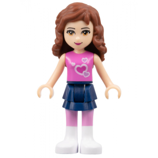 Friends Olivia, Dark Blue Layered Skirt, Dark Pink Top with Hearts