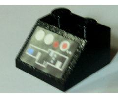 Slope 45 2 x 2 with Red and Gray and Blue Buttons and Controls Pattern (Sticker) - Set 10188