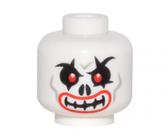 Minifigure, Head Skull Evil with Red Eyes, Curved Eyebrows and Red Lips Pattern