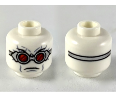 Minifigure, Head Silver Goggles with Red Lenses, Frown Pattern