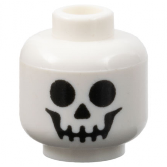 Minifigure, Head with Black Standard Skull Pattern