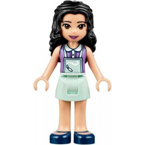 Friends Emma, Light Aqua Skirt, Medium Lavender Top with Light Aqua Apron