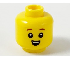 Minifigure, Head Child Reddish Brown Eyebrows, Open Mouth Smile with Top Teeth Pattern