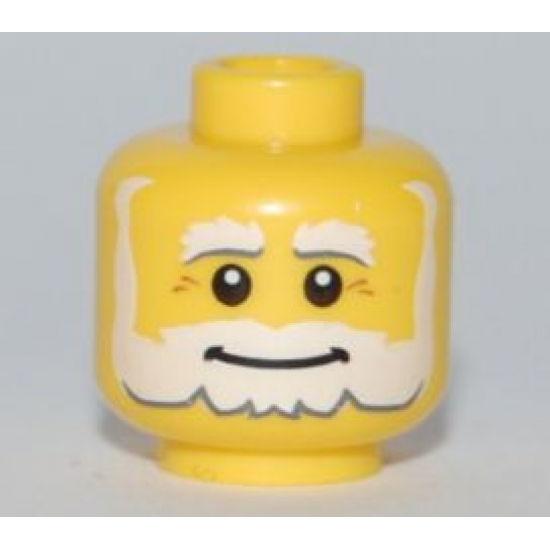 Minifigure, Head Beard White, Bushy Eyebrows, Smile, White Pupils Pattern