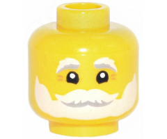 Minifigure, Head White and Light Bluish Gray Bushy Eyebrows, Beard, and Moustache, Laugh Lines Pattern