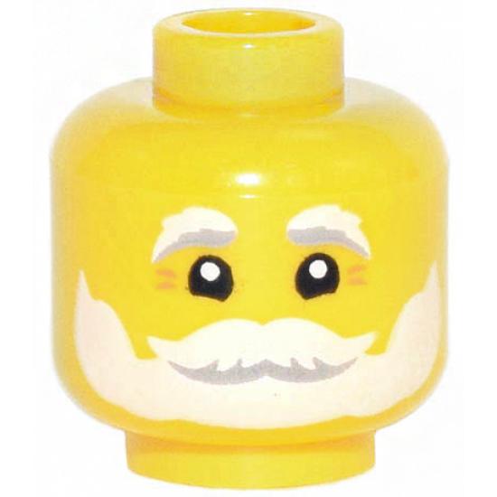 Minifigure, Head White and Light Bluish Gray Bushy Eyebrows, Beard, and Moustache, Laugh Lines Pattern