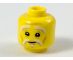 Minifigure, Head White and Gray Eyebrows and Goatee, Dark Orange Wrinkles, Concerned Expression Pattern (Sensei Wu)