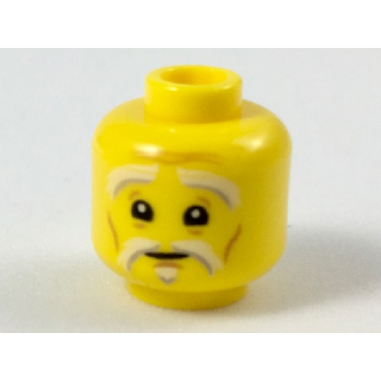 Minifigure, Head White and Gray Eyebrows and Goatee, Dark Orange Wrinkles, Concerned Expression Pattern (Sensei Wu)