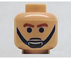 Minifigure, Head Male Brown Eyebrows and Black Chin Strap Pattern