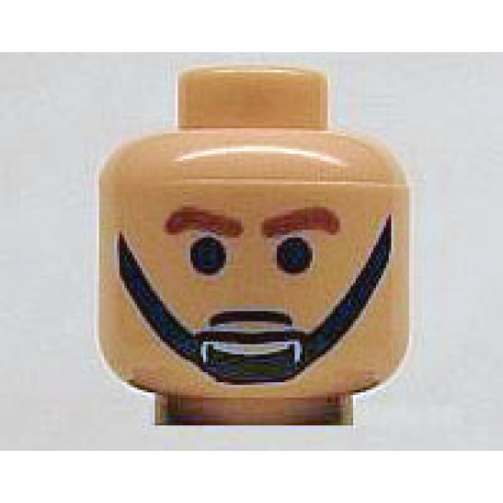 Minifigure, Head Male Brown Eyebrows and Black Chin Strap Pattern