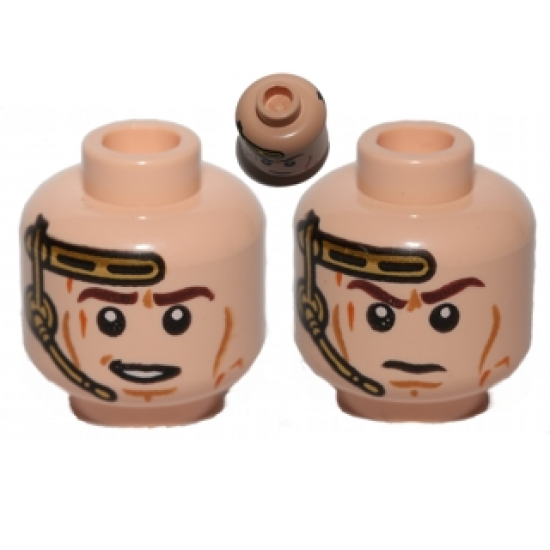 Minifigure, Head Dual Sided Gold Headset, Smile / Determined Pattern (SW Anakin)