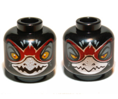 Minifigure, Head Dual Sided Alien Chima Raven with Silver Beak and Dark Red Markings, Wide Eyes / Narrow Eyes Pattern (Razar)
