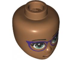 Mini Doll, Head Friends with Olive Green Eyes and Dark Purple Glasses, Peach Lips and Closed Mouth Pattern