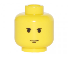 Minifigure, Head Black Upper Eyelids and Chin Dimple, Neutral Pattern