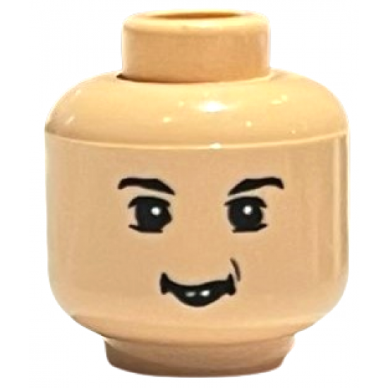 Minifigure, Head Male Eyebrows, White Pupils, and Toothed Grin Pattern (HP Neville)
