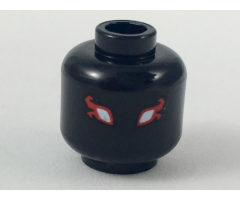 Minifigure, Head Alien with White Eyes with Red Flames Pattern