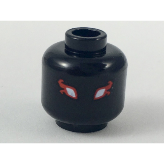 Minifigure, Head Alien with White Eyes with Red Flames Pattern