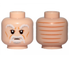 Minifigure, Head White Bushy Eyebrows, Beard and Wrinkles Pattern (SW Ki-Adi-Mundi)