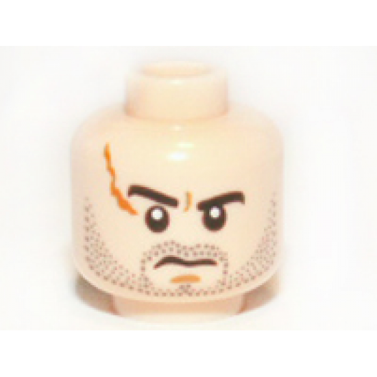 Minifigure, Head Male Large Scar and Stubble Pattern