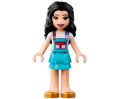 Friends Emma, White Shirt with Apron, Medium Azure Skirt with Gold Shoes