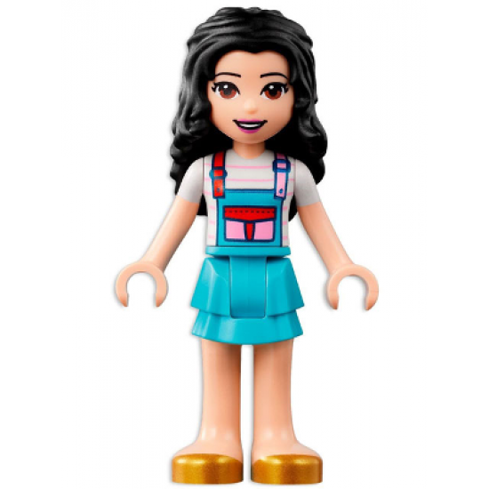 Friends Emma, White Shirt with Apron, Medium Azure Skirt with Gold Shoes