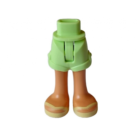 Mini Doll Hips and Shorts Folded Hem with Molded Nougat Legs and Printed Bright Light Yellow Sandals with V-Shaped Straps Pattern - Thin Hinge