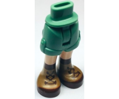 Mini Doll Hips and Shorts Folded Hem with Molded Light Nougat Legs and Printed Nougat and Reddish Brown Boots with Laces Pattern - Thin Hinge