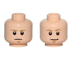 Minifigure, Head Dual Sided Dark Tan Eyebrows, Chin Dimple, White Pupils, Stern / Smile Pattern (SW Luke Skywalker)