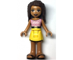Friends Andrea, Yellow Skirt with Black Hem, Magenta and White Top with Belt