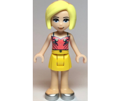 Friends Roxy, Coral Halter Top with Bright Light Green Leaves, Yellow Skirt, Silver Shoes