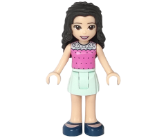Friends Emma, Dark Pink Top with Dots, Light Aqua Skirt, Dark Blue Shoes
