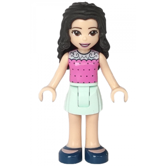 Friends Emma, Dark Pink Top with Dots, Light Aqua Skirt, Dark Blue Shoes