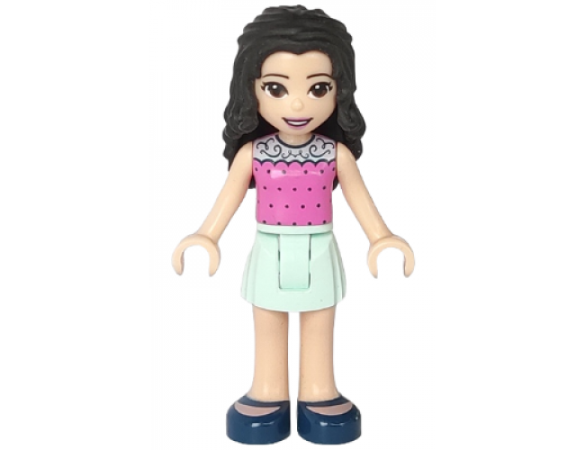 Friends Emma, Dark Pink Top with Dots, Light Aqua Skirt, Dark Blue Shoes