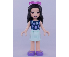Friends Emma, Light Aqua Layered Skirt, Dark Blue Top with Jellyfish, Trans-Dark Pink Sunglasses